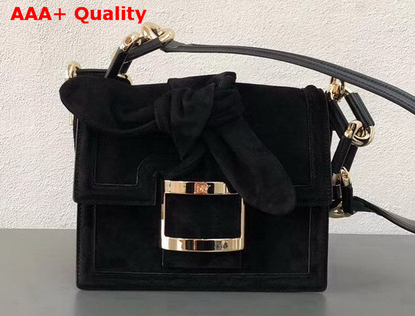 Roger Vivier Viv Mini Bow Suede Shoulder Bag in Black Suede Replica