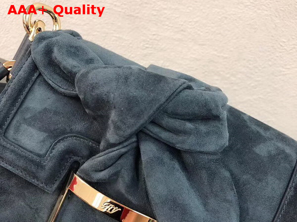 Roger Vivier Viv Mini Bow Suede Shoulder Bag in Blue Suede Replica