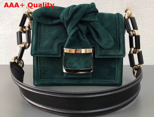 Roger Vivier Viv Mini Bow Suede Shoulder Bag in Green Suede Replica