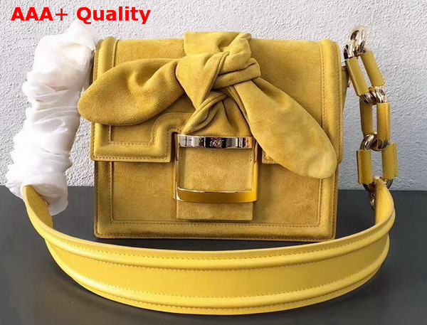 Roger Vivier Viv Mini Bow Suede Shoulder Bag in Yellow Suede Replica