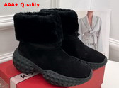 Roger Vivier Viv Run Light Fur Ankle Boots in Black Suede Replica