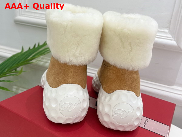 Roger Vivier Viv Run Light Fur Ankle Boots in Brown Suede Replica