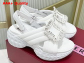 Roger Vivier Viv Run Light Strass Buckle Sandals in White Fabric Replica