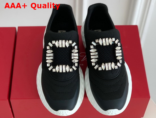 Roger Vivier Viv Run Light Strass Buckle Sneakers in Fabrics Black Replica