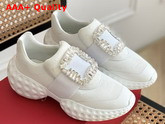 Roger Vivier Viv Run Light Strass Buckle Sneakers in Fabrics White Replica