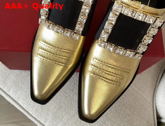 Roger Vivier Viv Tex Strass Mules in Yellow Replica