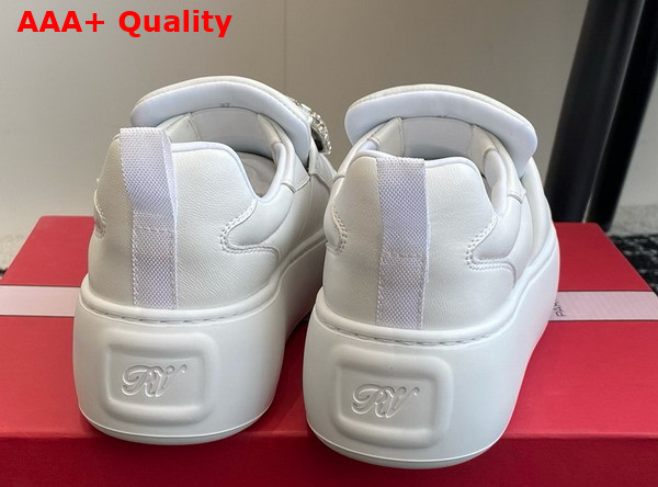 Roger Vivier Viv Up Sneakers in White Leather with Crystal Buckle Replica