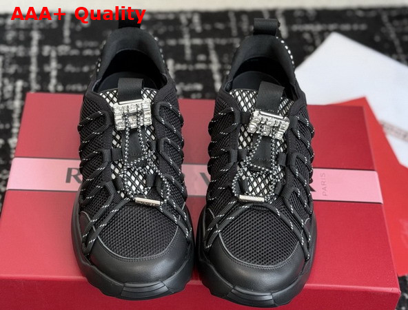 Roger Vivier Viv Zag Sneakers in Black Fabric and Leather Replica