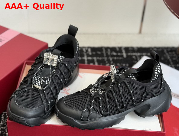 Roger Vivier Viv Zag Sneakers in Black Fabric and Leather Replica