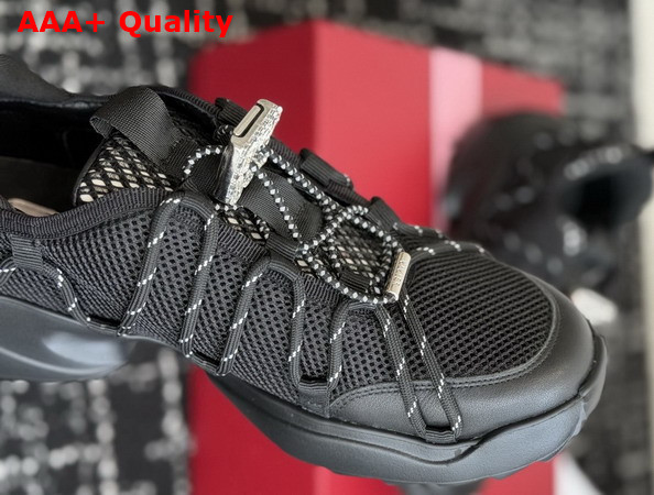 Roger Vivier Viv Zag Sneakers in Black Fabric and Leather Replica