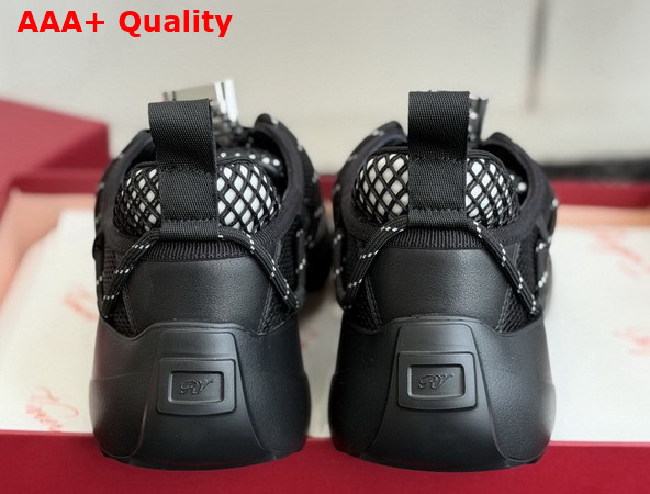 Roger Vivier Viv Zag Sneakers in Black Fabric and Leather Replica