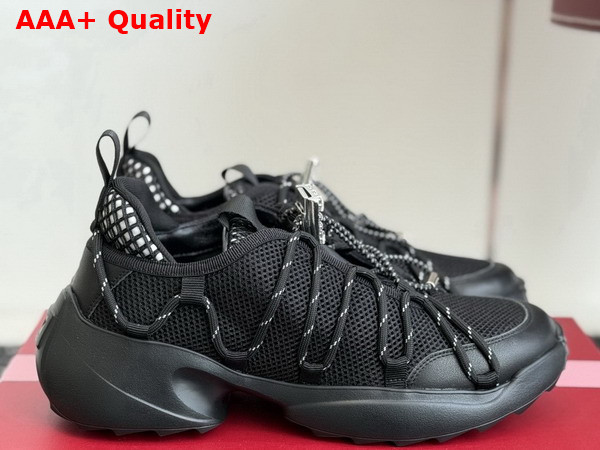 Roger Vivier Viv Zag Sneakers in Black Fabric and Leather Replica