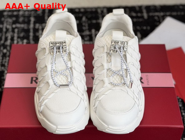 Roger Vivier Viv Zag Sneakers in White Fabric and Leather Replica