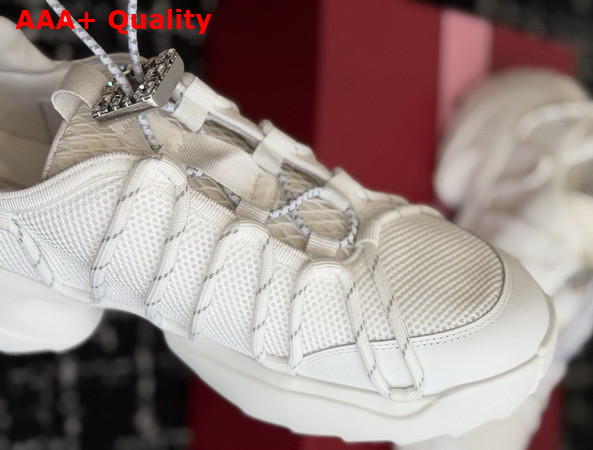 Roger Vivier Viv Zag Sneakers in White Fabric and Leather Replica