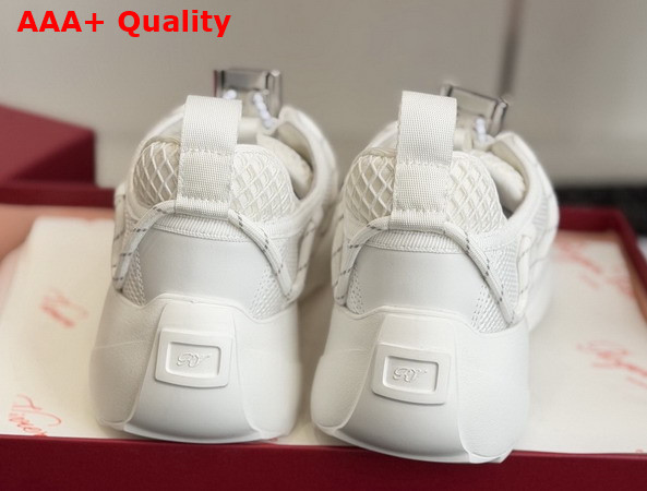 Roger Vivier Viv Zag Sneakers in White Fabric and Leather Replica
