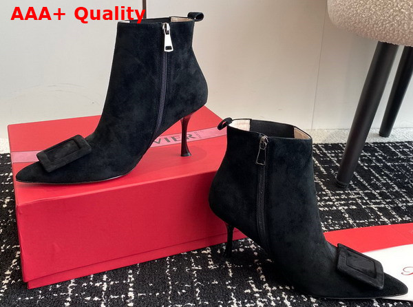 Roger Vivier Viv in The City Booties in Black Suede Replica