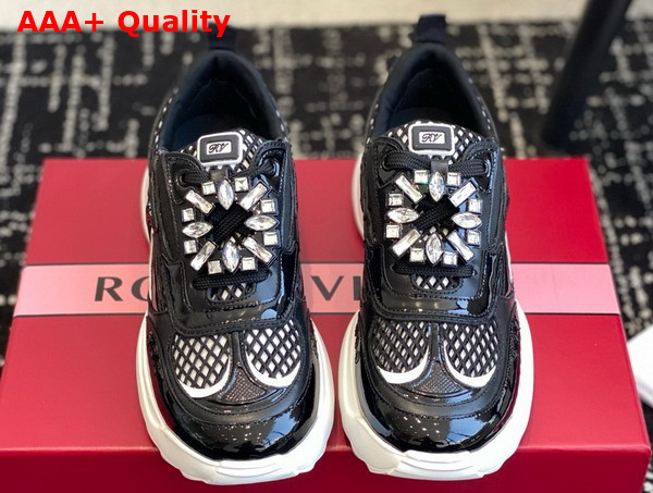 Roger Vivier Viv on the Run Sneakers in Black Leather and Fabric Replica