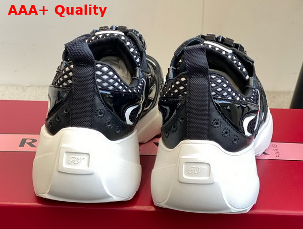 Roger Vivier Viv on the Run Sneakers in Black Leather and Fabric Replica