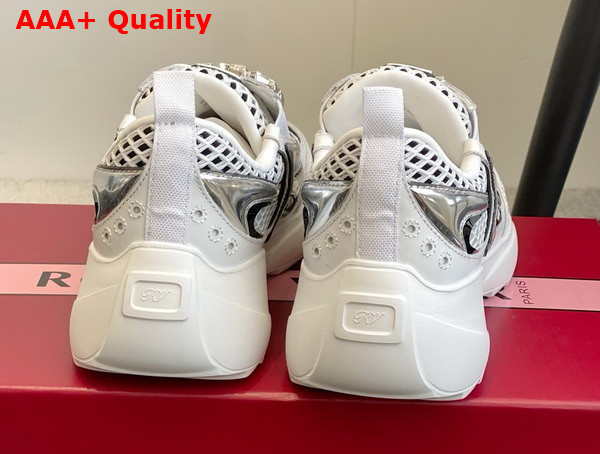 Roger Vivier Viv on the Run Sneakers in White Leather and Fabric Replica