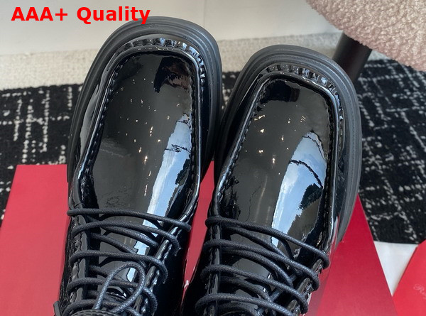 Roger Vivier Wallaviv Booties in Black Patent Leather with Crystal Buckle Replica