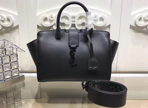 Baby Monogram Saint Laurent Downtown Cabas YSL Bag in Black Leather and Crocodile Embossed Print Leather For Sale