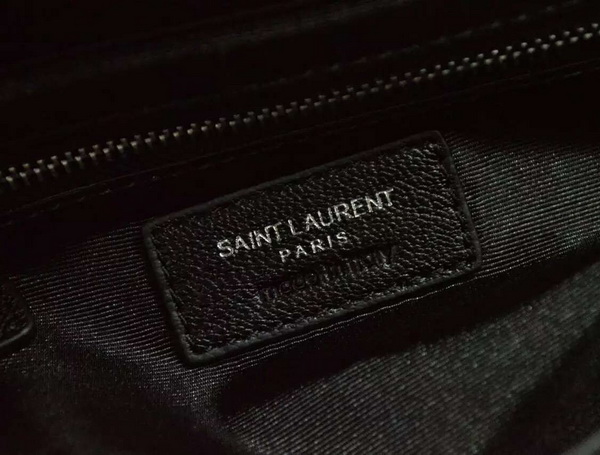 Large College Monogram Saint Laurent Bag in Black Matelasse Leather for Sale