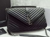 Large College Monogram Saint Laurent Bag in Black Matelasse Leather for Sale