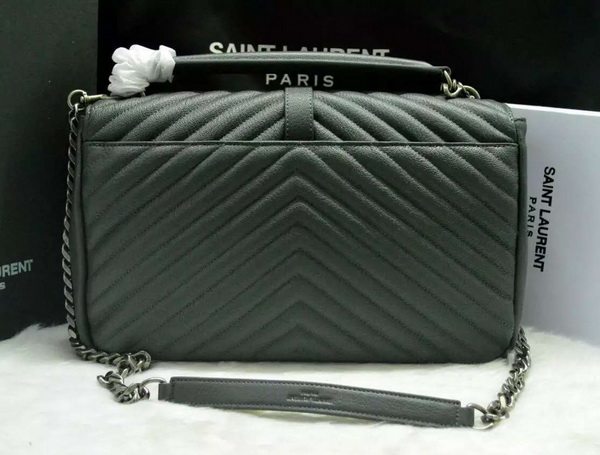 Large College Monogram Saint Laurent Bag in Dark Anthracite Matelasse Leather for Sale