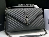 Large College Monogram Saint Laurent Bag in Dark Anthracite Matelasse Leather for Sale