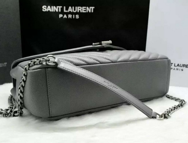 Large College Monogram Saint Laurent Bag in Grey Matelasse Leather for Sale