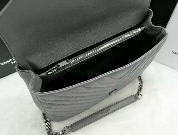 Large College Monogram Saint Laurent Bag in Grey Matelasse Leather for Sale