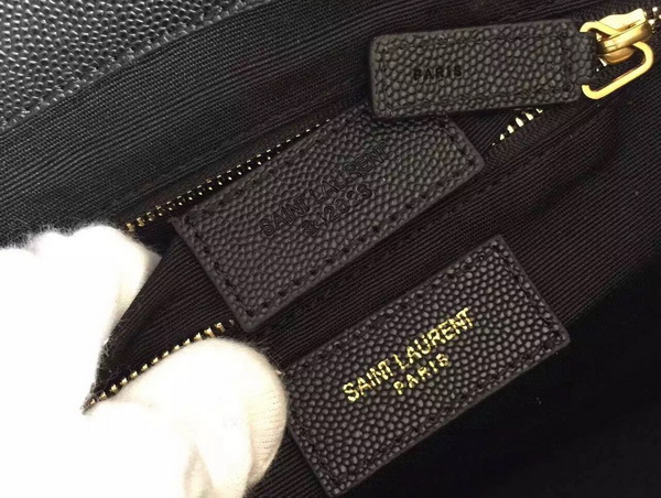 Large Monogram Saint Laurent Satchel in Black Grain Leather for Sale