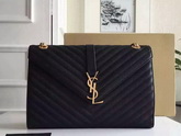 Large Monogram Saint Laurent Satchel in Black Grain Leather for Sale