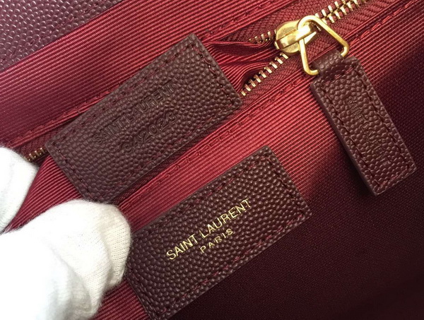 Large Monogram Saint Laurent Satchel in Bordeaux Grain Leather for Sale