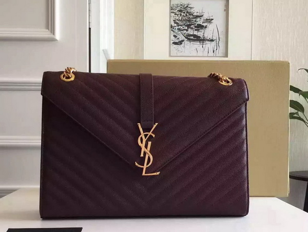 Large Monogram Saint Laurent Satchel in Bordeaux Grain Leather for Sale