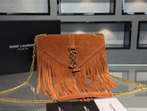 Monogram Saint Laurent Fringed Satchel In Brown Suede for Sale