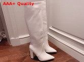 Saint Laurent 68 Boots in White Smooth Leather Replica
