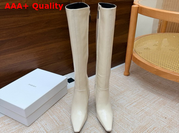 Saint Laurent 77 Boots in Blanc Vintage Smooth Leather Replica