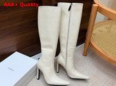Saint Laurent 77 Boots in Blanc Vintage Smooth Leather Replica