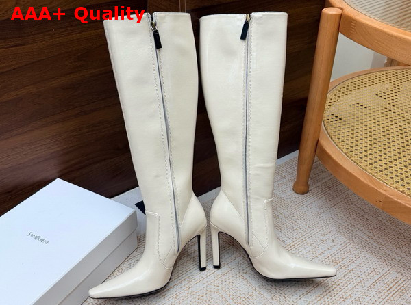 Saint Laurent 77 Boots in Blanc Vintage Smooth Leather Replica