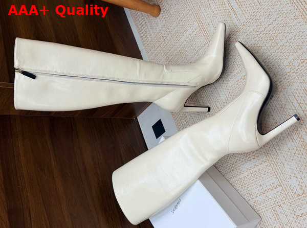 Saint Laurent 77 Boots in Blanc Vintage Smooth Leather Replica