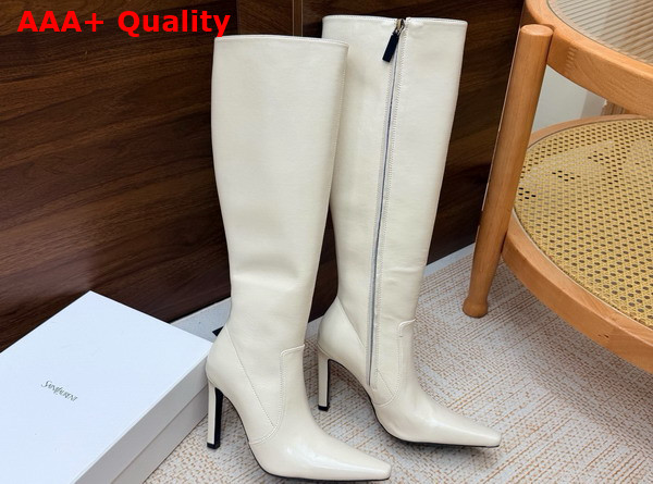 Saint Laurent 77 Boots in Blanc Vintage Smooth Leather Replica