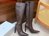 Saint Laurent 77 Boots in Brown Smooth Leather Replica