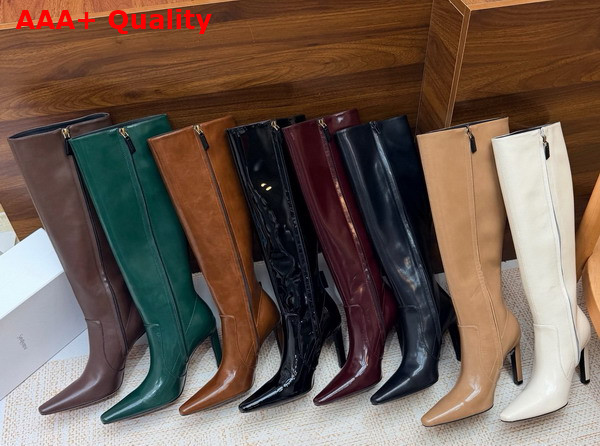 Saint Laurent 77 Boots in Brown Smooth Leather Replica
