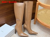 Saint Laurent 77 Boots in Dark Beige Smooth Leather Replica
