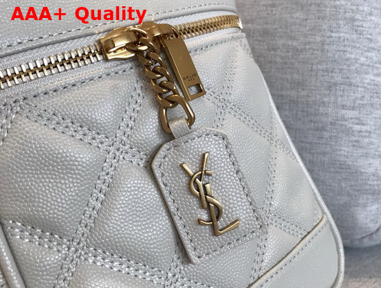 Saint Laurent 80S Vanity Bag in Carre Quilted Grain de Poudre Embossed Leather Blanc Vintage Replica