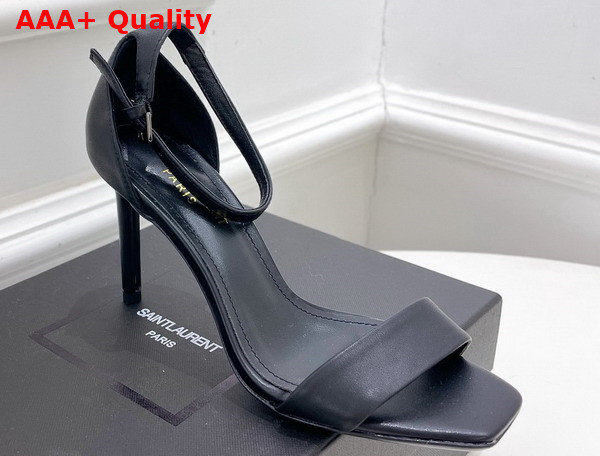 Saint Laurent Amber Sandals in Black Leather Replica