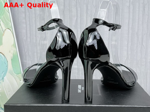 Saint Laurent Amber Sandals in Black Patent Leather Replica