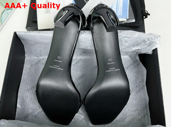 Saint Laurent Amber Sandals in Black Patent Leather Replica