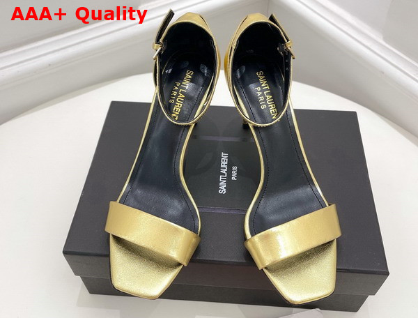 Saint Laurent Amber Sandals in Gold Leather Replica